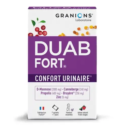 DUAB FORT Confort urinaire Cystite (7 sachets / 7 jours) Propolis, Cranberry et Zinc