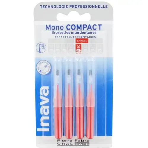 INAVA 4 Brossettes interdentaires Mono Compact 1.5mm ISO4 ROUGE
