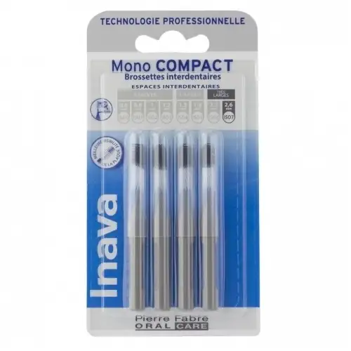 INAVA 4 Brossettes interdentaires Mono Compact 2.6mm ISO7 GRIS