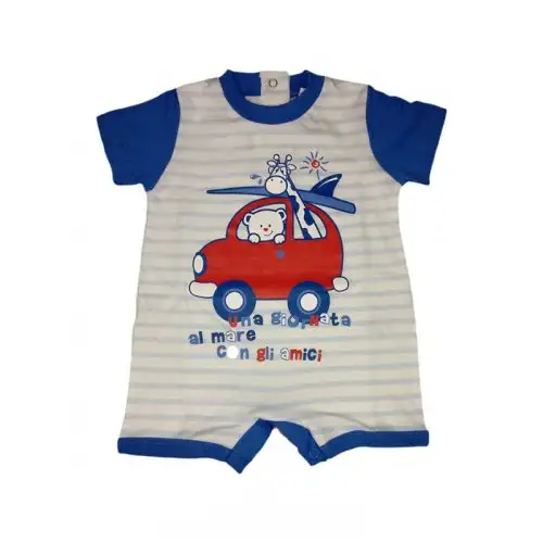 Barboteuse bébé garçon demi manche Ellepi bleu 3 m