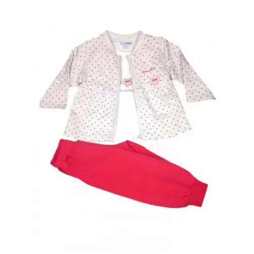 3pcs survêtement ensemble sweat jersey t-shirt pantalon nouveau-né Yatsi fraise rouge 6 m