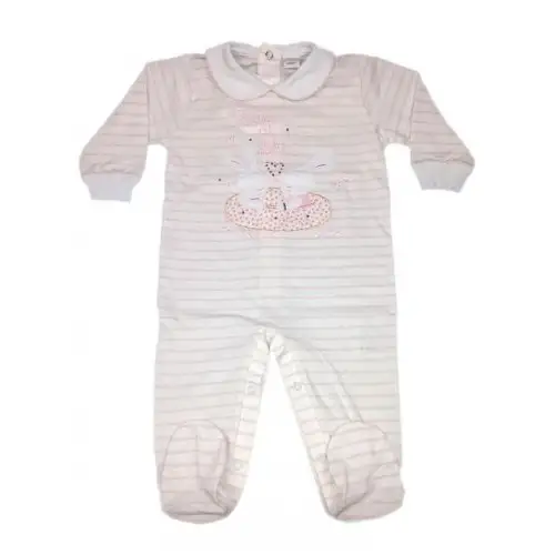 Combinaison coton bébé fille Ellepi blanc rose 6 m