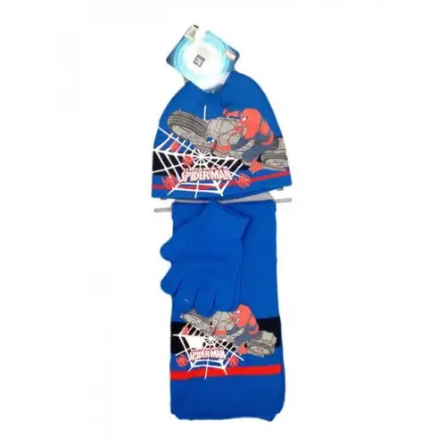 3pcs set bonnet bonnet écharpe gants bébé garçon spider man Spiderman bleu taille 52