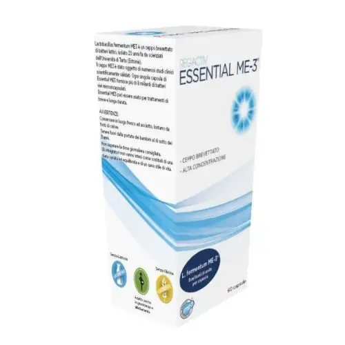 Essential Integratori Regactive Essential Me 3 Probiotico Senza Glutine e Lattosio, 60 Capsule