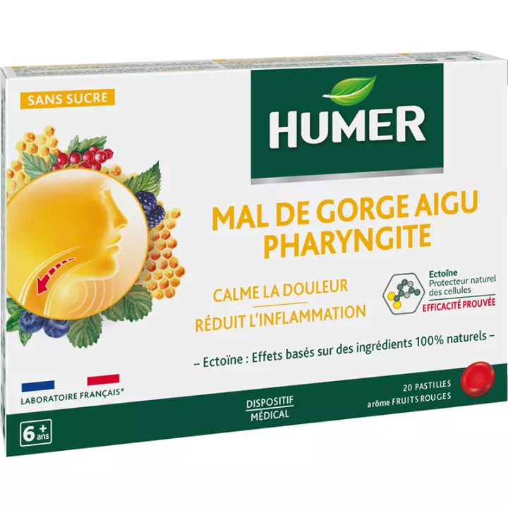 Humer Mal de Gorge Aigu Pharyngite 20 Pastilles