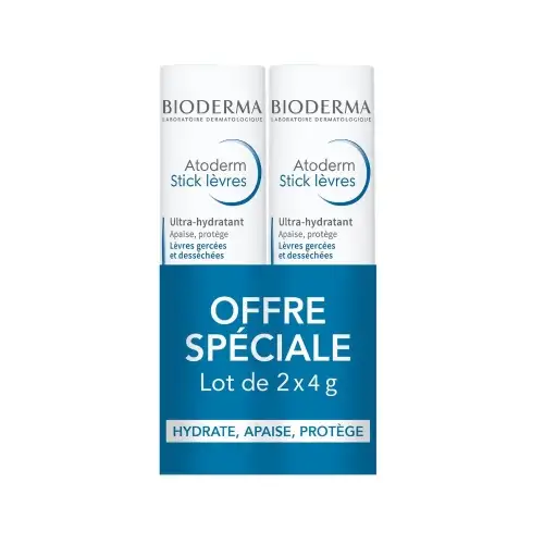 BIODERMA - Atoderm Stick lèvres hydratant Lot de 2 sticks de 4 grammes