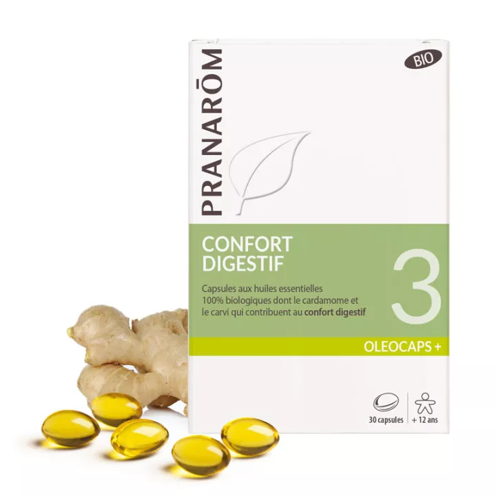 Oléocaps 3 Pranarôm Confort Digestif bio (digestion & transit intestinal) 30 capsules