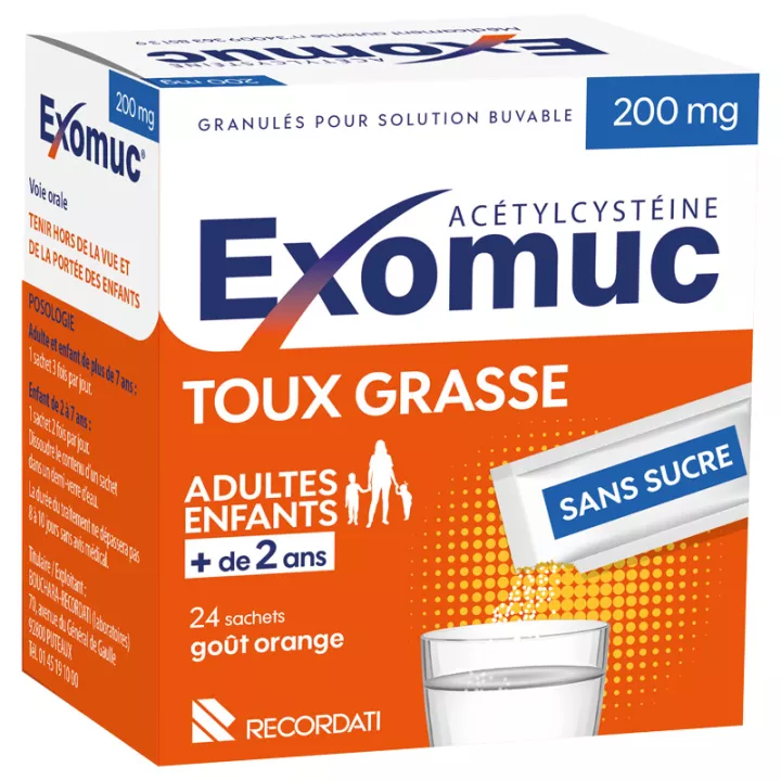 Exomuc Acétylcystéine Toux Grasse 200 mg 24 sachets