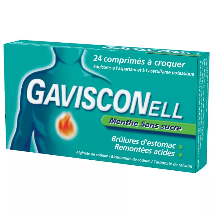 Gavisconell Menthe Sans Sucre 24 comprimés à croquer