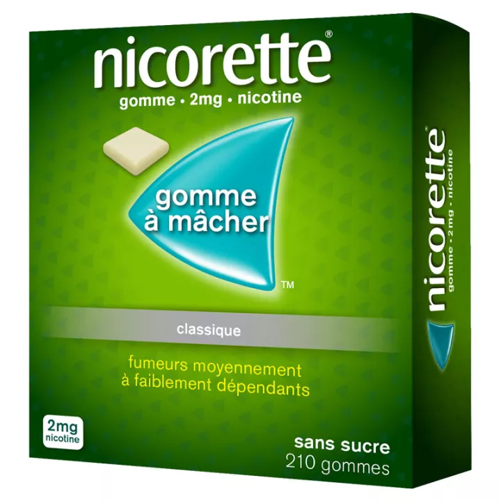 Nicorette Gomme à Mâcher 2mg Classique Sans Sucre