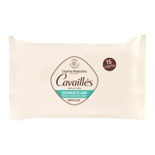 CAVAILLES - Lingettes Déodorantes Dermato 48h - 15 Lingettes