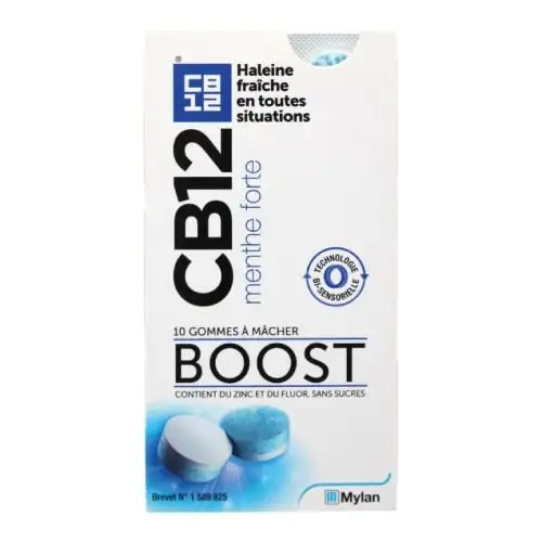 CB12 - BOOST Chewing Gum Halein Fraîche Menthe Forte - 10gommes