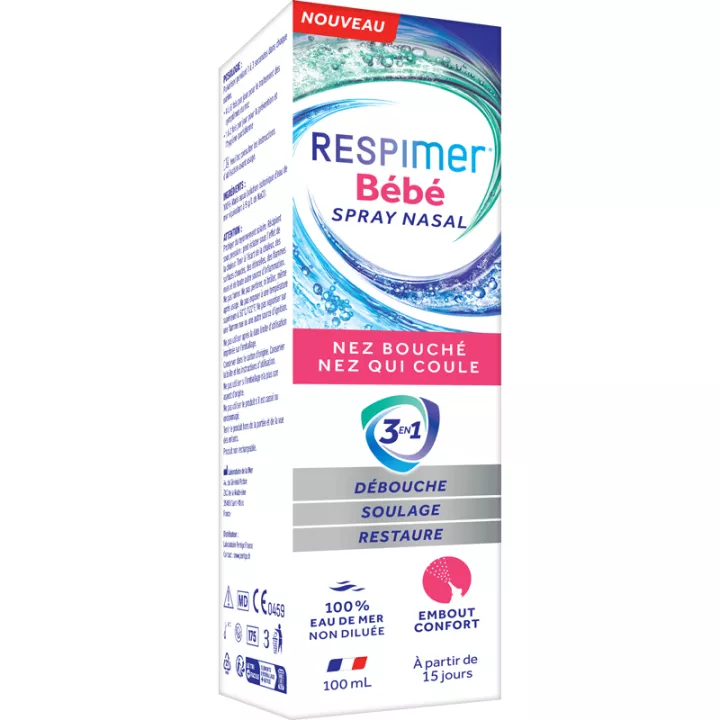 Respimer Bébé Spray Nasal Nez Bouché Nez qui Coule 3en1 100ml