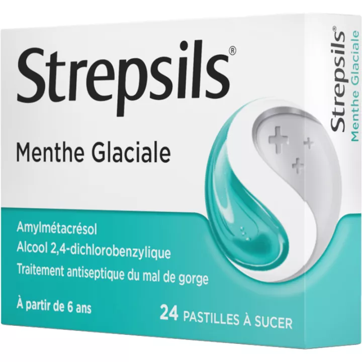 Strepsils Maux de Gorge Menthe Glaciale 24 pastilles