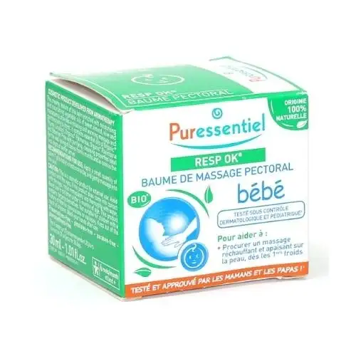 Puressentiel Resp Ok Baume Massage Pectoral Bébé Bio 30 ml