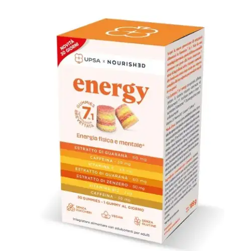 Upsa Energy Integratore Gommoso Senza Zucchero con Vitamine, 30 Unità