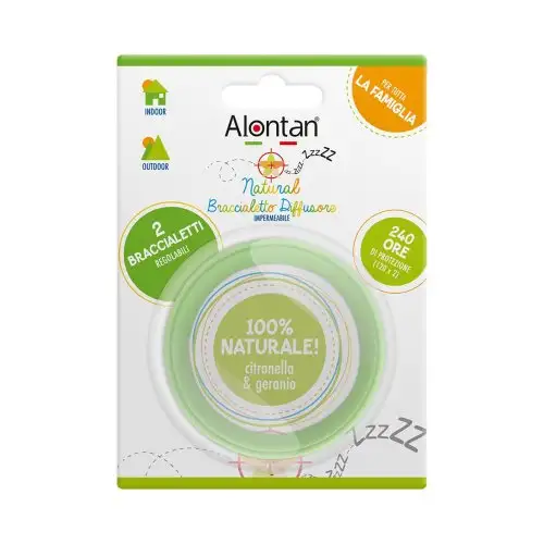 Alontan® Natural Bracelet Diffuseur Imperméable 100% Naturel Citronnelle & Géranium 2 Pièces