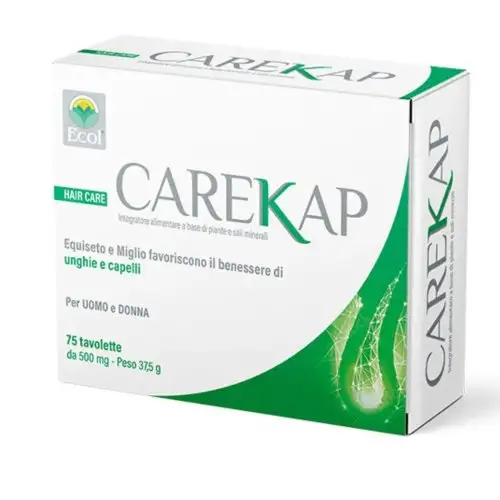 Ecol Carekap Integratore Benessere Capelli e Unghie, 75 Tavolette