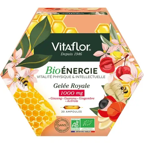 Vitaflor Énergie+ Gelée Royale Royale 1000mg Bio 20 ampoules