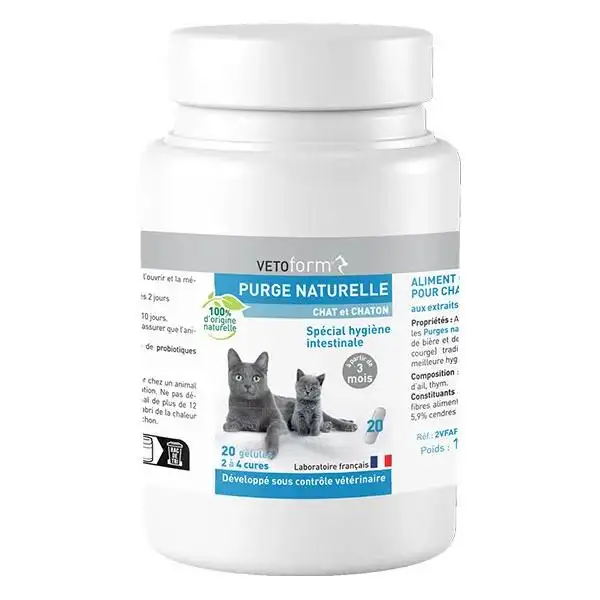 Purge naturelle Chat et chaton - 20 gélules