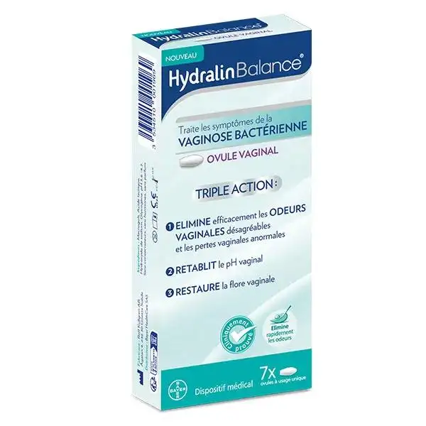 HydralinBalance Ovule Vaginal - traitement intime Vaginose Bactérienne - odeur vaginale - 7 ovules