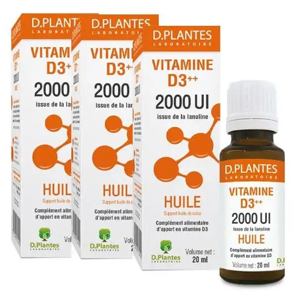 D.Plantes Vitamine D3 2000 UI Originale lot de 3