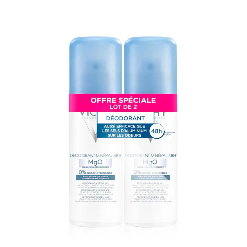 Déodorant Minéral 48H Spray Sans Sel D'Aluminium 2x125 ml
