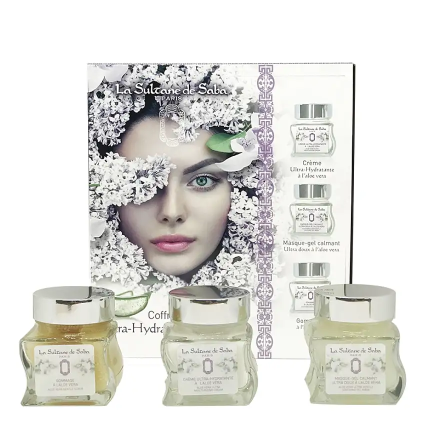 Soins Visage à l'Aloé Véra Coffret Gommage + Masque-Gel + Crème 3 x 50ml