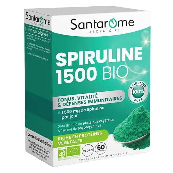 Santarome - Spiruline Bio - Immunité et Tonus - 60 comprimés