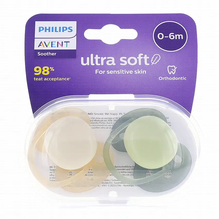 AVENT Ultra Solft - Sucettes 0-6 mois beige / vert
