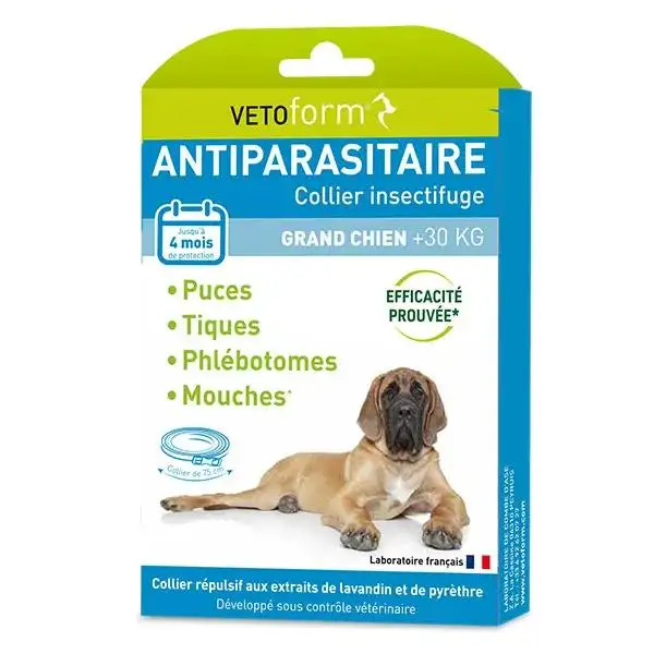 Vétoform Collier insecticide, antiparasitaire grand chien +30 kg