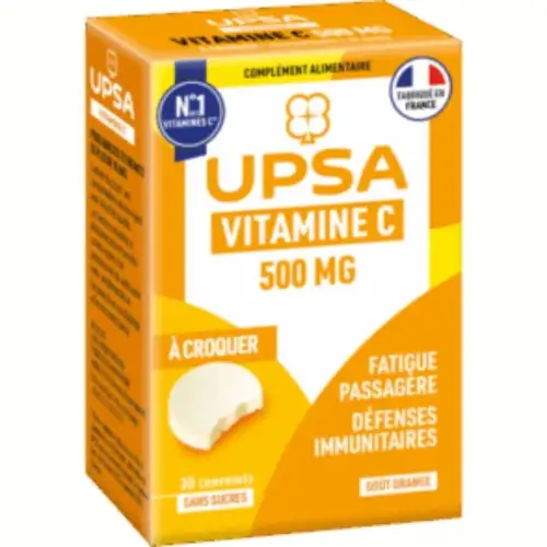 UPSA Vitamine C 500 mg Boite de 30 comprimés à Croquer Goût Orange