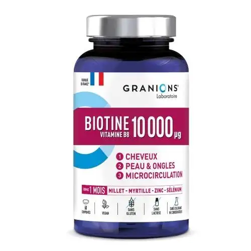 GRANIONS - 10 000mg + Vitamine B8 Peau et Ongles - 60comprimés