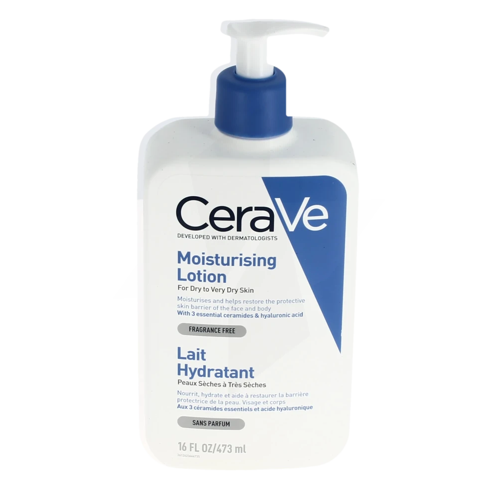 Cerave Lait Hydratant Visage Et Corps Pour Les Peaux Sèches à Très Sèches Flacon Pompe De 473 Ml