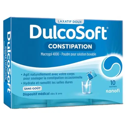 DULCOSOFT Macrogol 4000 Laxatif Doux - Goût Neutre -10 sachets