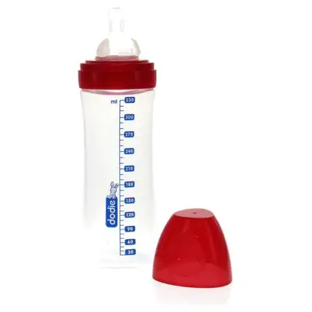 Biberon EVOLUTION+ 2ème âge Panaché capuchon rouge et transparent - 330 ml