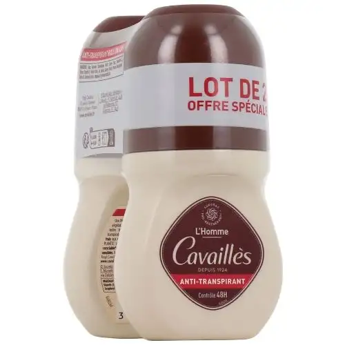 CAVAILLES - Déodorant Roll On Homme Anti-transpirations 48h Lot 2x50ml