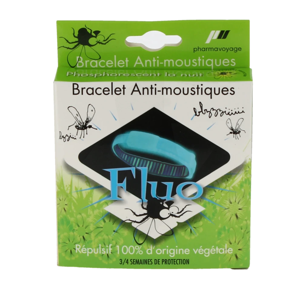 Pharmavoyage Bracelet Phosphorescent Anti-insectes Bleu Fluo