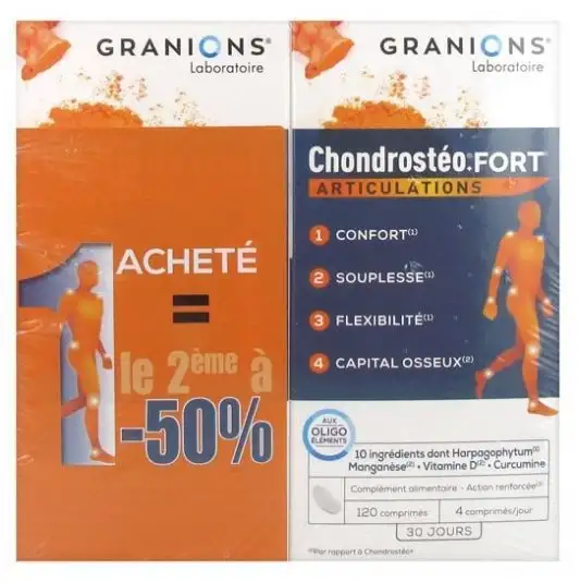 Chondrostéo+ Fort Articulations Lot de 2 x 120 Comprimés Granions