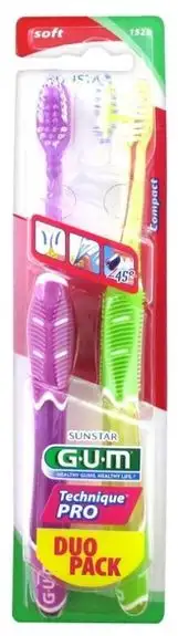 GUM Technique Pro Duo Pack 2 Brosses à Dents souple 1525