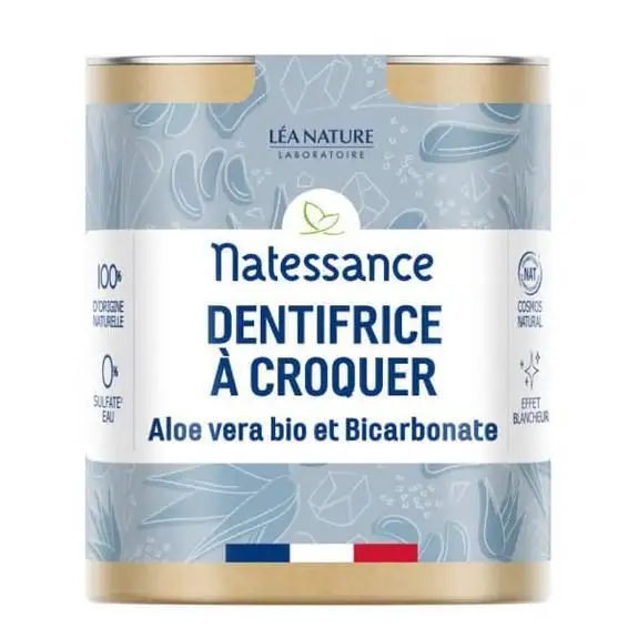 Natessance Dentifrice solide à Croquer Aloe Bicarbonate Effet Blancheur 52g