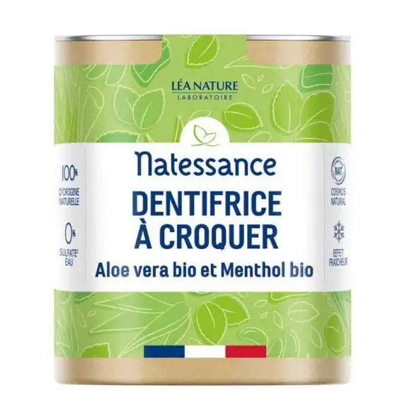 Natessance Dentifrice à Croquer Aloe Menthe Effet Fraîcheur 52g