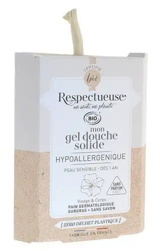 Respectueuse Gel Douche bio Solide hypoallergénique