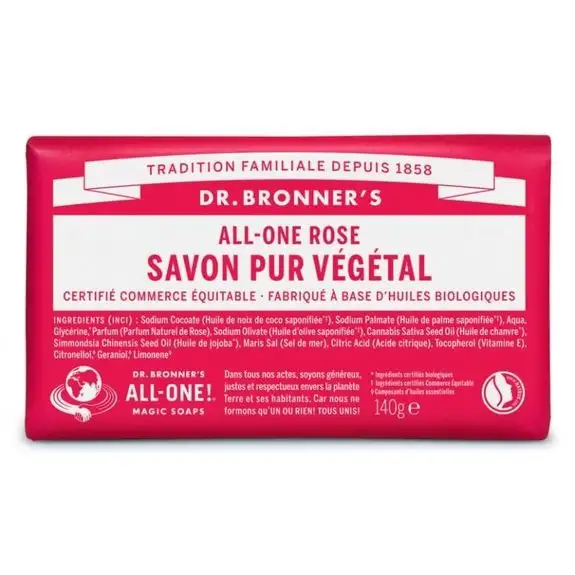 Dr Bronner's Pain de Savon rose 140g