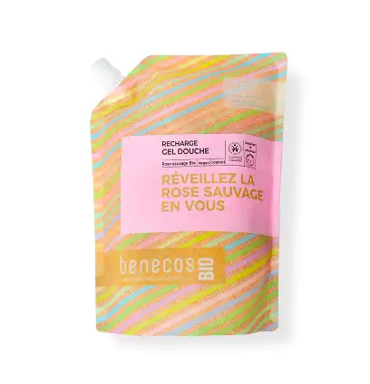 Benecos Gel douche bio à l'églantine, recharge, 1 l