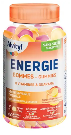 Alvityl Énergie 8 Vitamines & Guarana 50 Gummies sans sucre