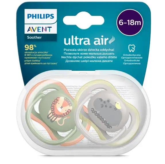 Avent Ultra Air Lot de 2 sucettes silicone  6-18 Mois