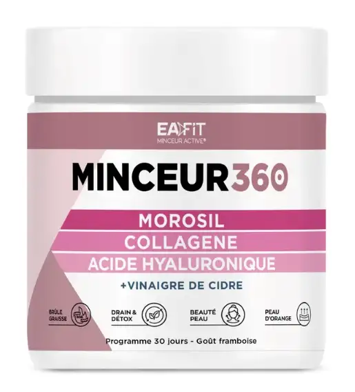 Minceur 360 Poudre Morosil, Collagène, Acide Hyaluronique, 200g goût frambroise