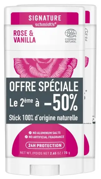 Schmidt's Déodorant Rose et Vanille - Lot de 2x75g