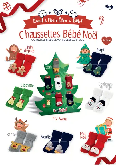 Babyoops - Chaussette bébé noël pain d'épices 9-24 mois